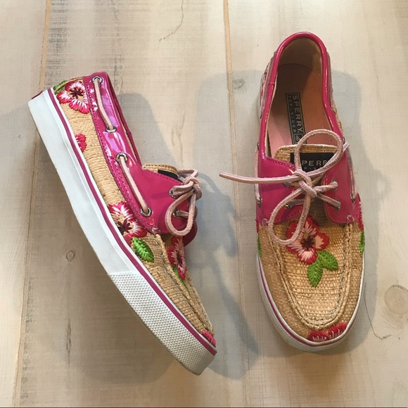 Sperry Boat Shoes Floral Embroidered Patent 7.5M - Picture 2 of 8